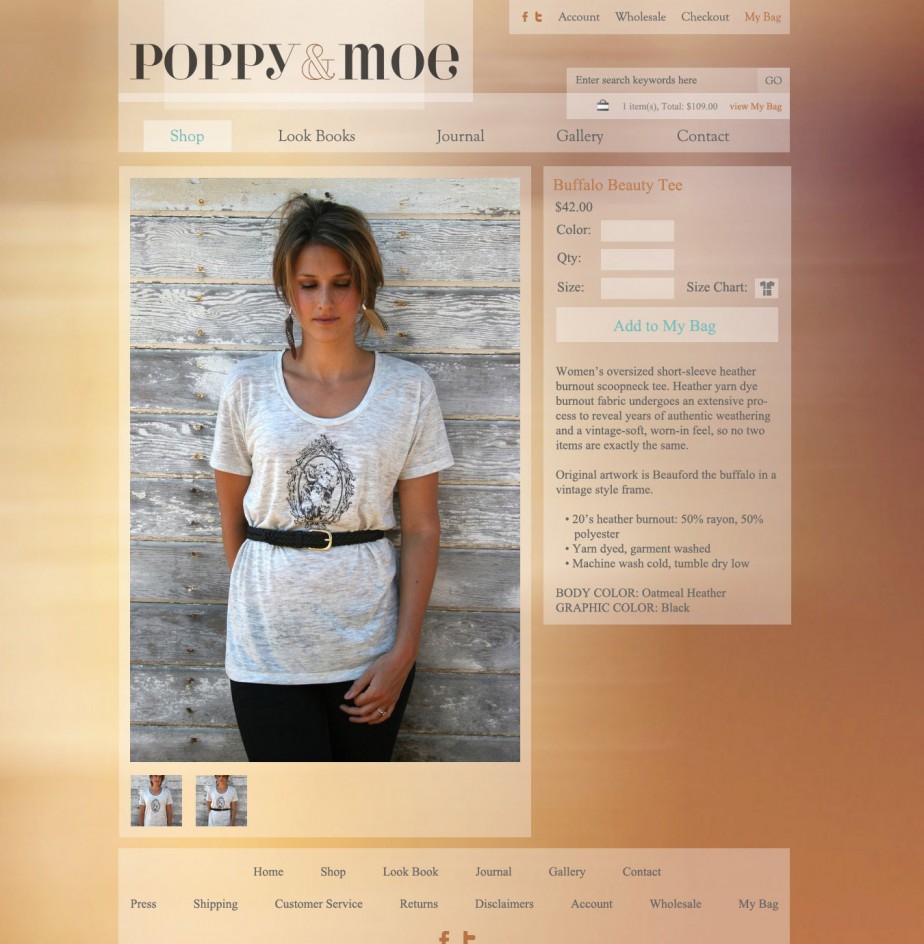 Preliminary concept - product item page
