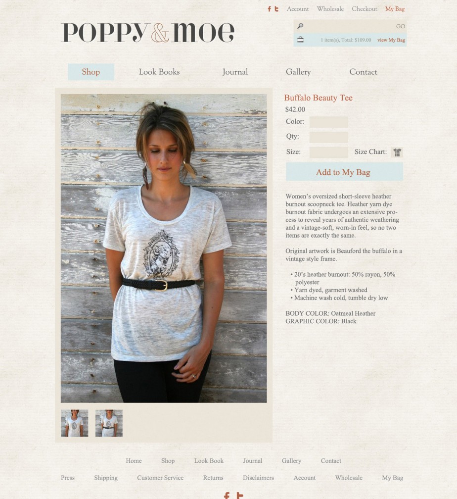 Preliminary concept - product item page