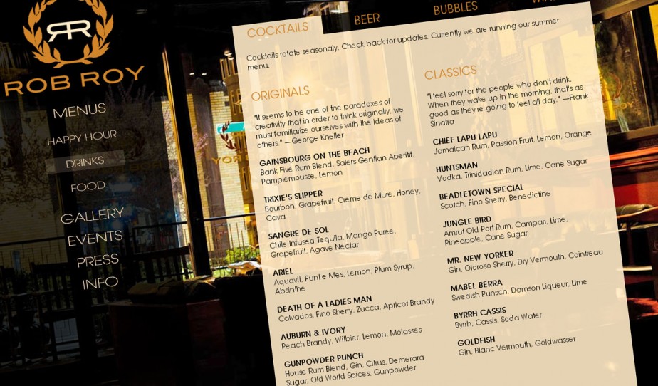 Drinks Menu